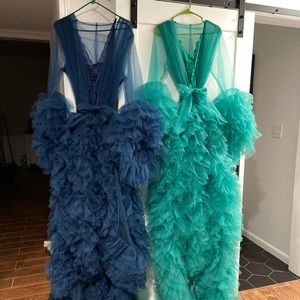 Boudoir Tulle Robe, size Small. Navy.